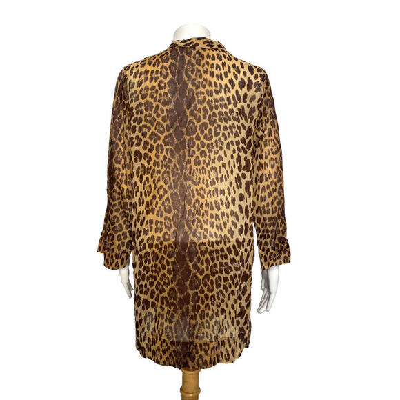 Moschino Mare M Swim Beach Cover Up Top Leopard Print Blouse IT-42 Medium Tunic - Picture 4 of 8